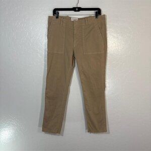 Nili Lotan Jenna Pant Womens 8 Khaki Cropped Raw Hem Chino Pants USA